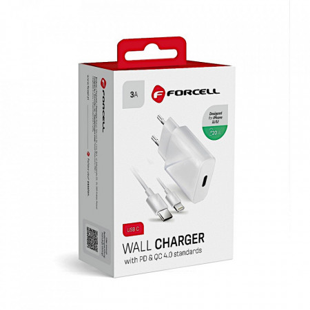 Forcell PD incarcator iPhone Apple QC 4.0 Fast Charge, cu cablu inclus USB-C la Lightning