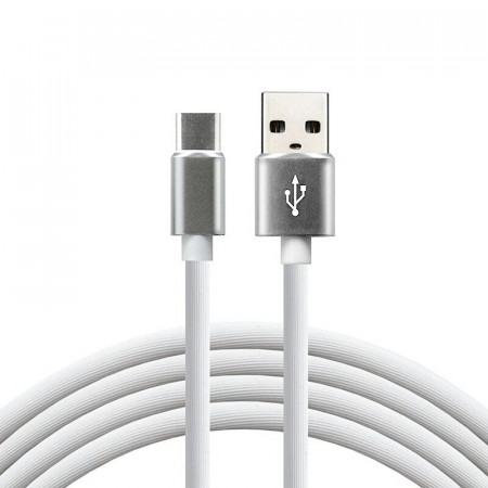 Cablu date Type-C Everactive, invelis Silicon, fast-charge, 3A, 1m, alb