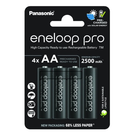 Set 4 baterii reincarcabile Panasonic Eneloop PRO New, 2500mAh, 2500mAh BK-3HCDE/4BE