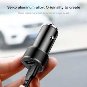 Incarcator auto telefon, Baseus Dual USB, 3.4A cu Cablu Lightning, TZXLD-A01 - Img 3