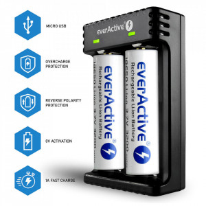 incarcator acumulatori Li-ion everActive LC-200-2sloturi-18650-ft2
