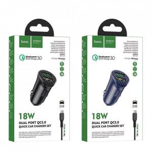 Incarcator-auto-Hoco-z39-2-USB-QC3.0-18W-Cablu-micro-USB-blue-foto(4)