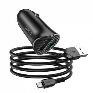 Incarcator-auto-Hoco-z39-2-USB-QC3.0-18W-Cablu-micro-USB-black-foto(1)