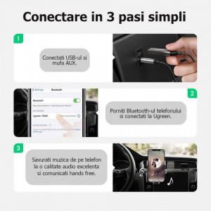 Adaptor Audio Ugreen CM309, Wireless Bluetooth 5.0 la AUX foto 3