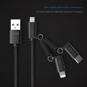 Cablu incarcare 3 in 1 Fast Charge, Micro USB/Tip C/Lightning la USB, Golf 2.4A - Img 2