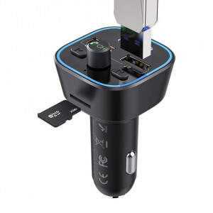 Modulatorf FM Incarcator Blitzwolf BW-BC1, Bluetooth 5.0, USB Charger, USB Audio, Micro SD Foto Frami Power
