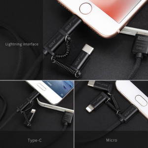 Cablu incarcare 3 in 1 Fast Charge, Micro USB/Tip C/Lightning la USB, Golf 2.4A - Img 3
