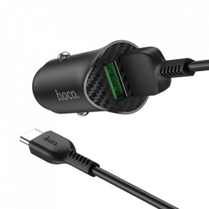 Incarcator-auto-Hoco-z39-2-USB-QC3.0-18W-Cablu-usb-c-black-foto(3)