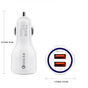 Incarcator Auto Telefon Smart Charger, Qualcomm QC3.0, 2 x USB, Foto 2