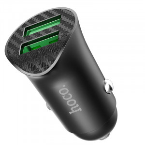 hoco-z39-farsighted-dual-usb-qc3.0-car-charger-black