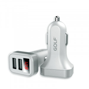 Incarcator telefon auto universal, Golf Quick Charge, LED Display, 2 x USB, 2.1A - Img 2
