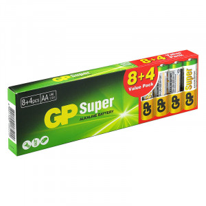12 x baterii_alcaline_GP_Super_Alkaline_LR6_AA
