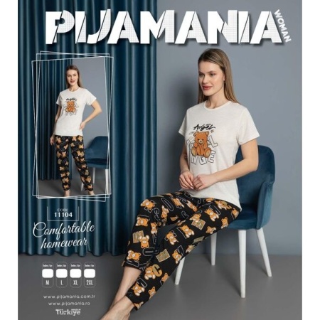 Pijama dama cu maneca scurta si pantaloni lungi model nou cod x5418