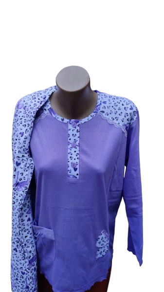 Pijama dama din bumbac cu maneca lunga cod x1511