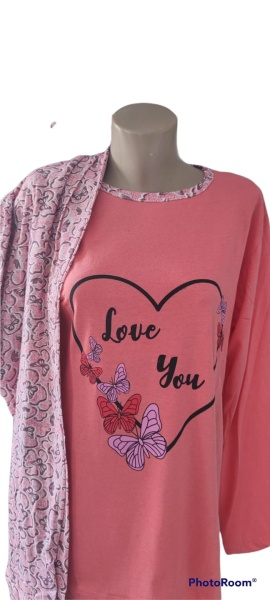 Pijama dama din bumbac cu maneca lunga cod x1508
