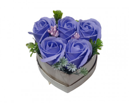 Aranjament floral superb cu 5 trandafiri de sapun X94
