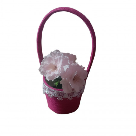 Aranjament floral superb lucrat manual cu flori de cires de sapun X144