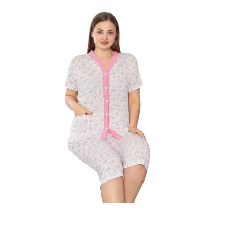 Pijama dama de vara cu maneca scurta si pantaloni 3 sfert cod x5305