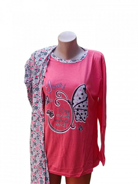pijama dama din bumbac cu maneca lunga cod m235