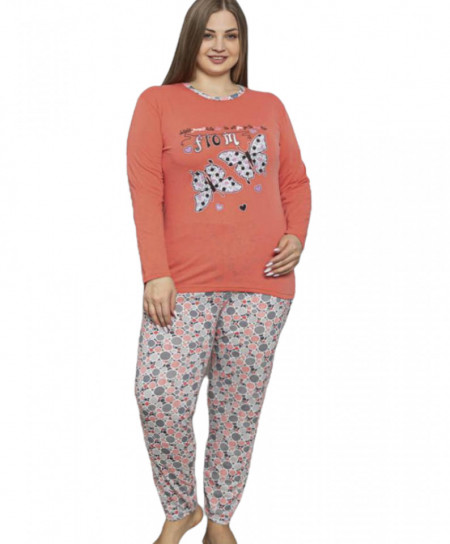 pijama dama din bumbac cu maneca lunga cod m245