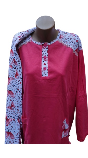 Pijama dama din bumbac cu maneca lunga cod x1512