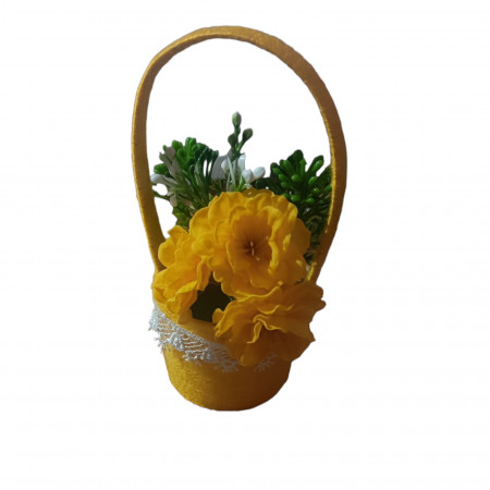 Aranjament floral superb lucrat manual cu flori de cires de sapun X137