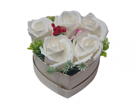 Aranjament floral superb cu 5 trandafiri de sapun X88