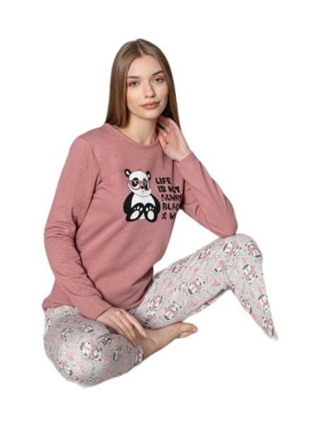 Pijama dama din bumbac cu maneca lunga cod x1519