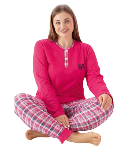 Pijama dama din bumbac cu maneca lunga cod x1510