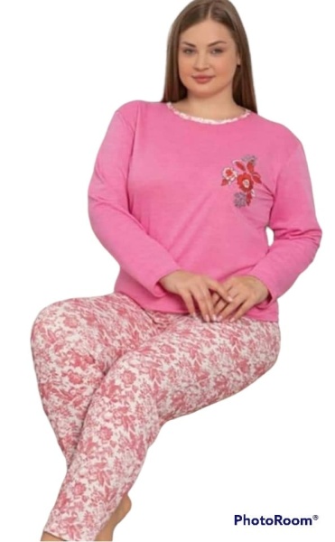 Pijama dama din bumbac cu maneca lunga cod x1507