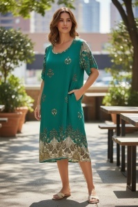 Rochie lunga de vara cu model floral elegant