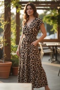 Rochie lunga de vara cu model floral elegant