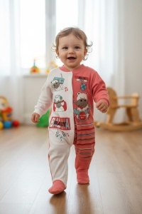 Salopeta din bumac cu maneca lunga pentru bebe COD SALOPETA-003