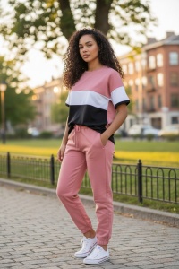Trening dama cu maneca scurta si pantaloni lungi COD TRENING-577