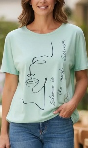 Tricou dama cu maneca scurta si imprimeu modern