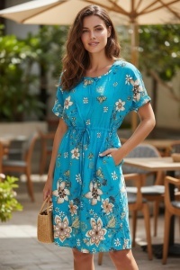 Rochie lunga de vara cu model floral elegant