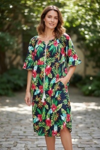 Rochie lunga de vara cu model floral elegant