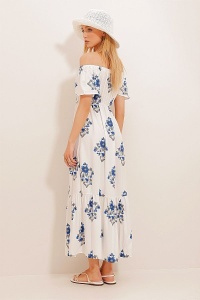 Rochie lunga de vara cu model floral elegant