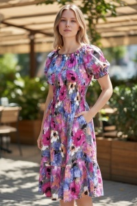 Rochie vaporoasa de vara cu imprimeu floral