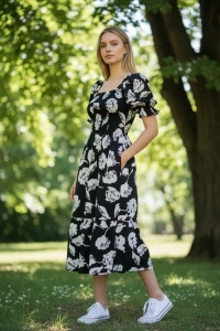 Rochie vaporoasa de vara cu imprimeu floral