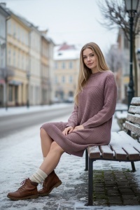 Rochie groasa tricot de dama COD ROCHIE-090