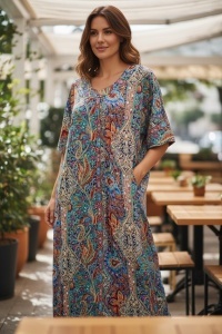 Rochie larga de dama pentru dame cu forme