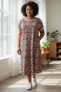 Rochie larga de dama pentru dame cu forme