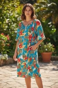 Rochie lunga de vara cu model floral elegant