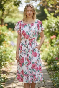 Rochie vaporoasa de vara cu imprimeu floral