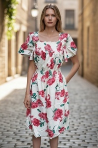 Rochie vaporoasa de vara cu imprimeu floral