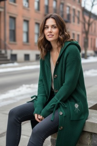 Cardigan tricotat, gros cu maneca lunga COD CARDIGAN-004