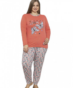 pijama dama din bumbac cu maneca lunga cod m245