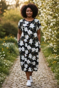 Rochie larga de dama pentru dame cu forme
