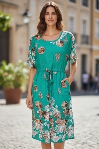 Rochie lunga de vara cu model floral elegant